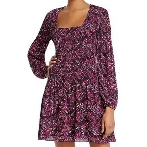 Parker Tiara Smocked Floral Long Sleeve Mini Dress Size S Lined Cottage Boho NWT